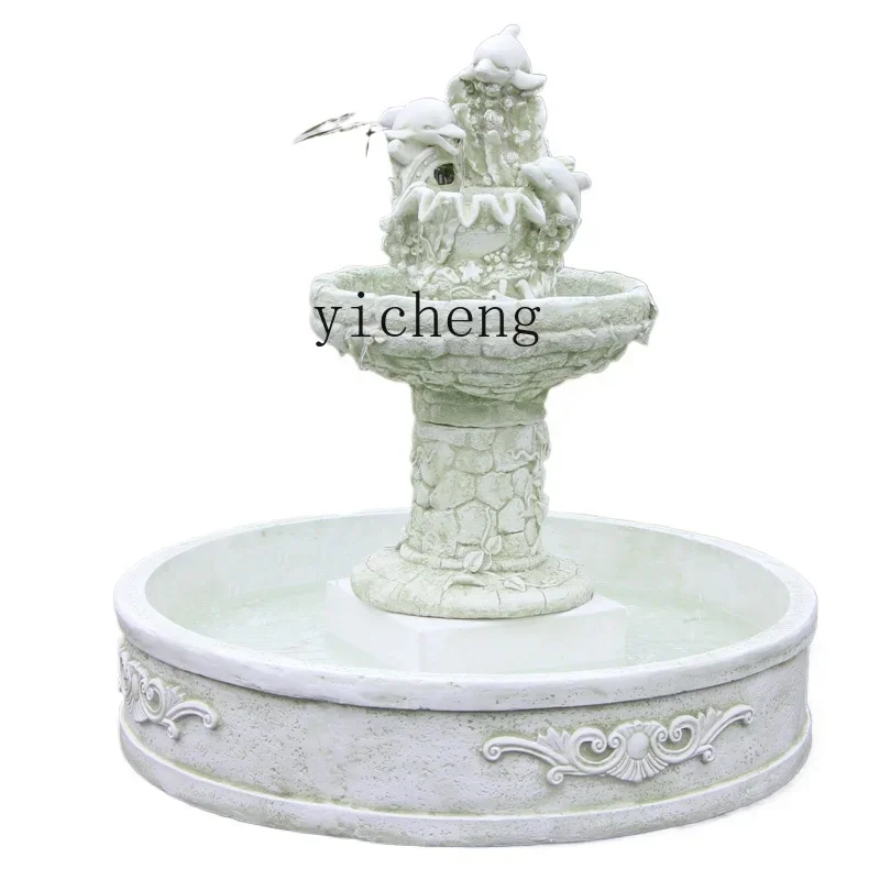 

Flowing Water Fountain Villa Courtyard Garden Mediterranean View Fish Pool Fountain Ornament