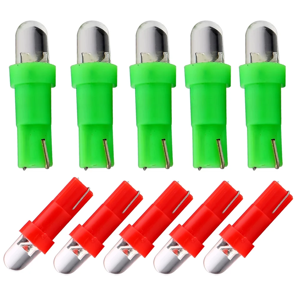 10Pcs T5 B8.5D LED Light Car Speed Lights Bulb Cars Interior Lamp Accessories Dashboard Side Switch Lamps 12V
