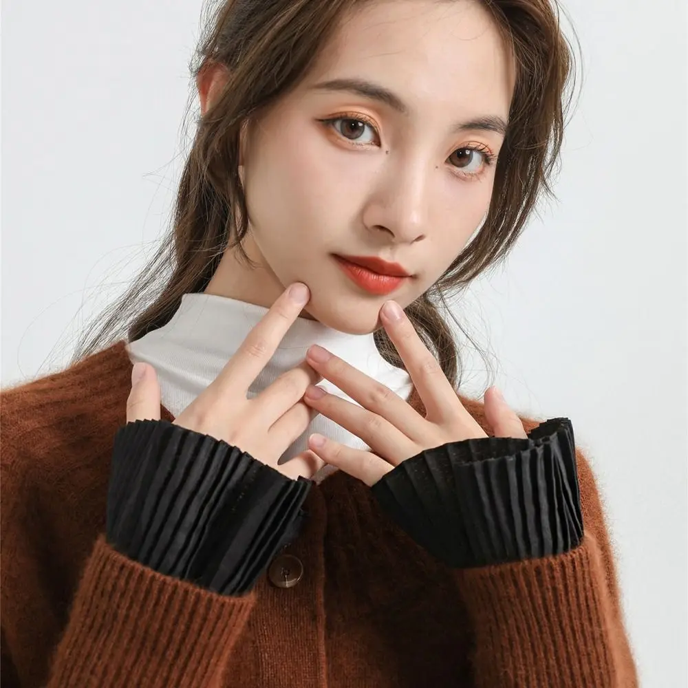 Ruffles Pleated Fake Sleeves Detachable Cuffs Chiffon Fake Flared Sleeves Lolita Sweater Horn Cuffs Hand Wrist Cuffs Girl/Women