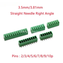 5pcs 15EDG 3.5mm/3.81mm 2/3/4/5/6/7/8/9/10Pin KF2EDG PCB Screw Terminal Block Straight Needle Right Angle Pin Header Socket