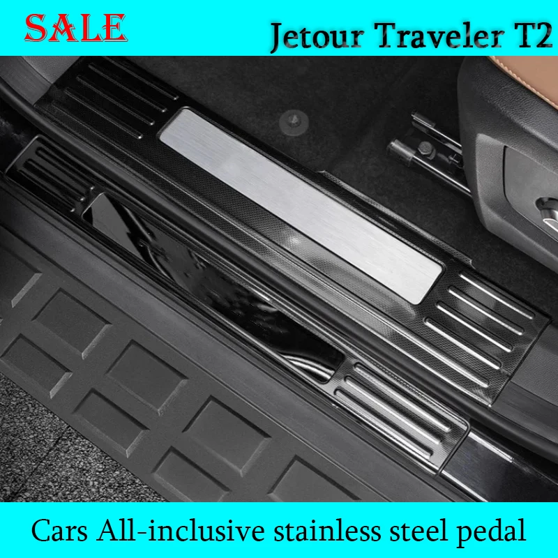 Fit for JETOUR Traveler T2 2023-2024 Car All-inclusive Door Sill Stainless Steel Snowflake Pattern Welcome Pedal Exterior piece