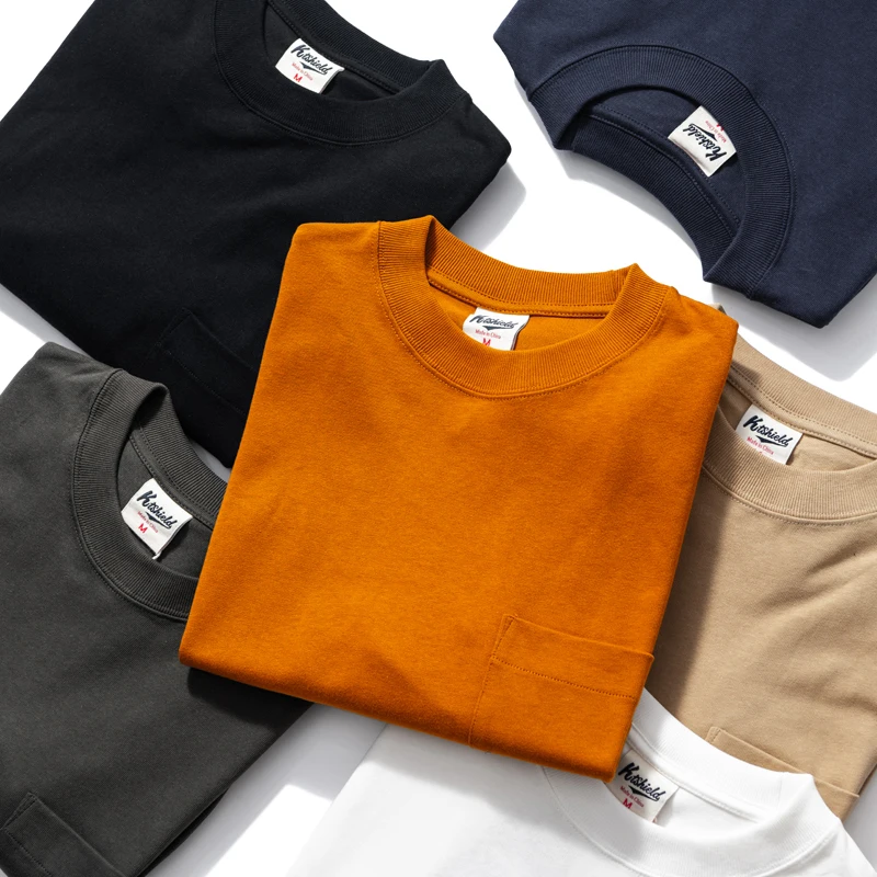 Heavyweight 310G 20S Double Thread Long Sleeve Pocket T-Shirt Hoodie Men's Pure Color Fashion Versatile Autumn Winter Streetwear