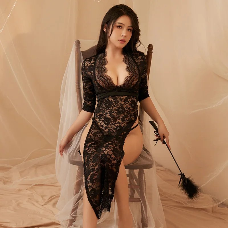 Adulto 18+xxx lencería sexy sexy encaje erótico seducción perspectiva apasionada pijamas conjunto caliente abertura lateral uniforme lencería sexy