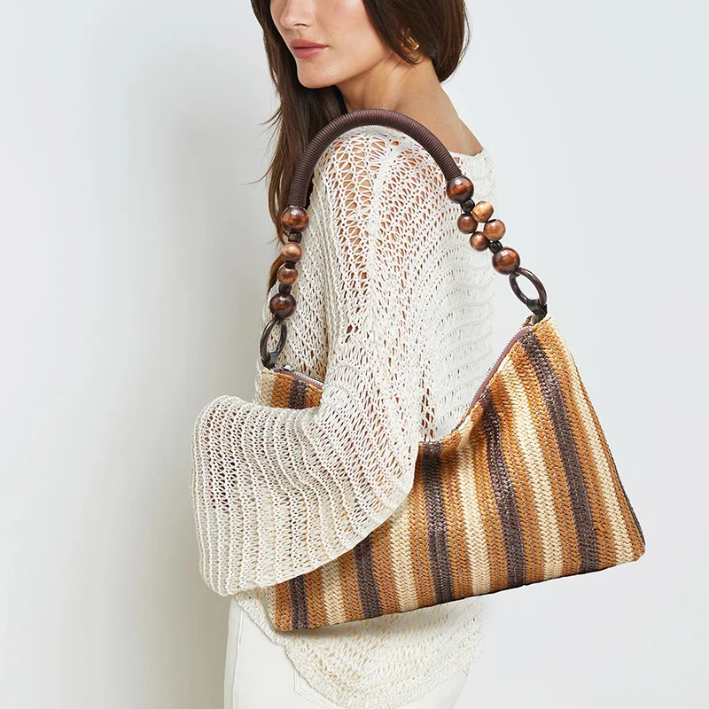 Sac à Main Tissé de Grande Capacité pour Femme, Sacoche Décontractée de Style Resort, de Bord de Mer et de Plage, Nouvelle Collection Été 2024