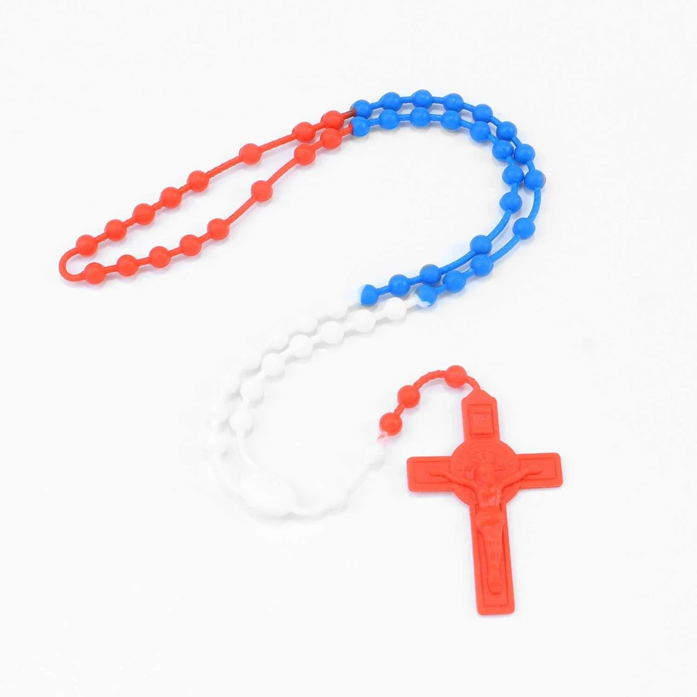 12PCS Neutral Style Soft Silicone Material Prayer Beads Necklace  Jesu Cross Pendant Necklace Good Friday Commemorative Rosary