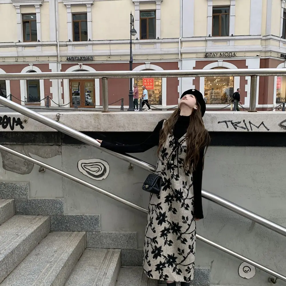 

Вязаные платья без рукавов для женщин: для вечеринок, свадеб, осенние, с меховым воротником, полувысоким воротником, узорчатые, молодежные, с отложным воротником, приталенные, однотонные