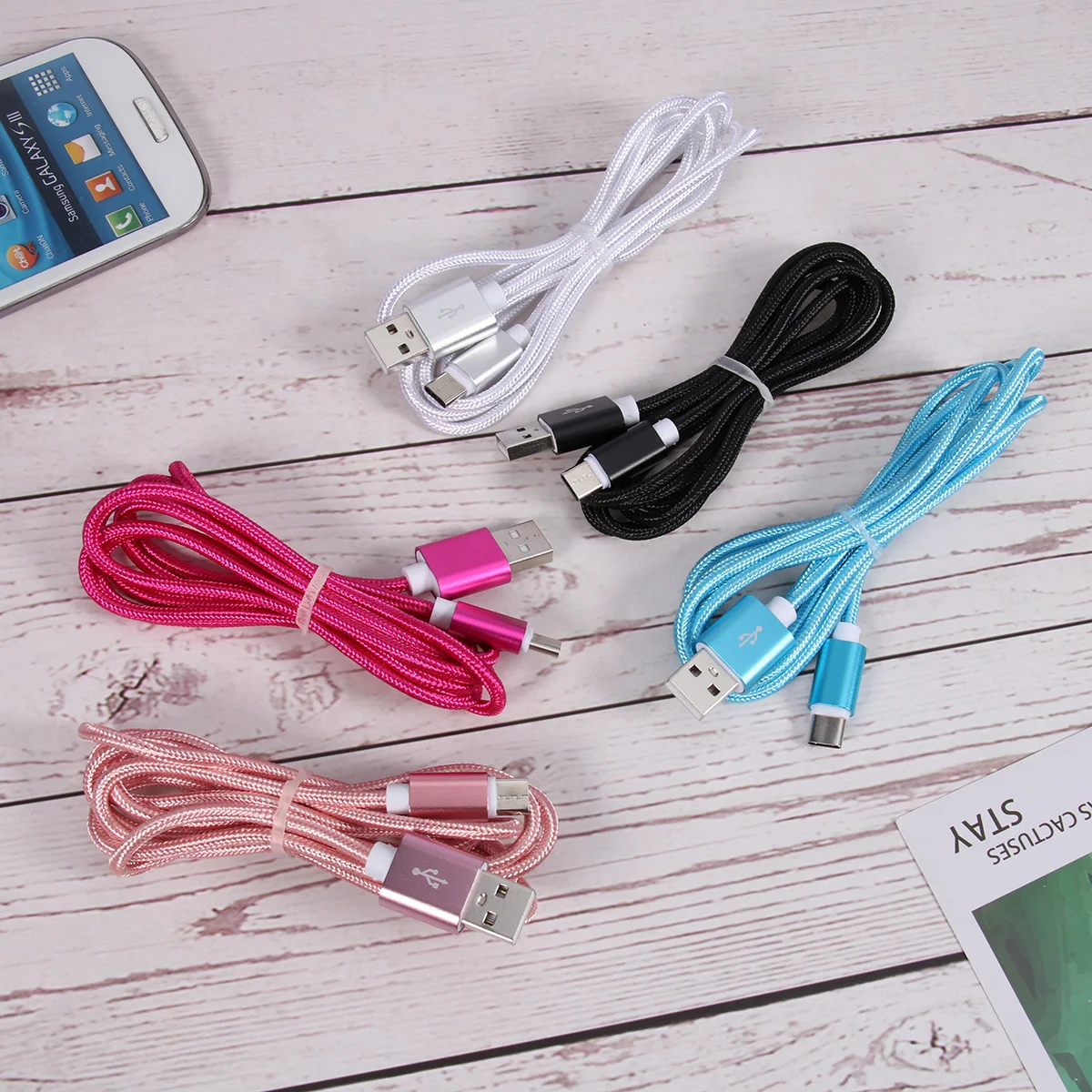 5 шт. USB-кабель для зарядки типа C, нейлоновый плетеный кабель для быстрой передачи данных, сменный кабель питания для телефона, автомобиля, офиса, домашнего использования