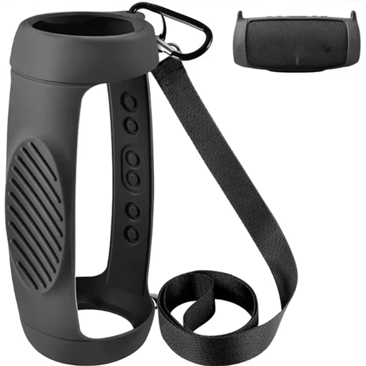 غطاء حماية لك لمكبر صوت بلوتوث JBL Charge 5، واقي للحمل أثناء السفر مع حزام كتف وحلقة تسلق باللون الأسود