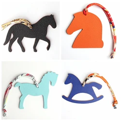 Double Faces 100% Genuine Full Grain Leather Horse Dolphin Hobbyhorse Keychain Backpack Pendant Animal Women Bag Charm