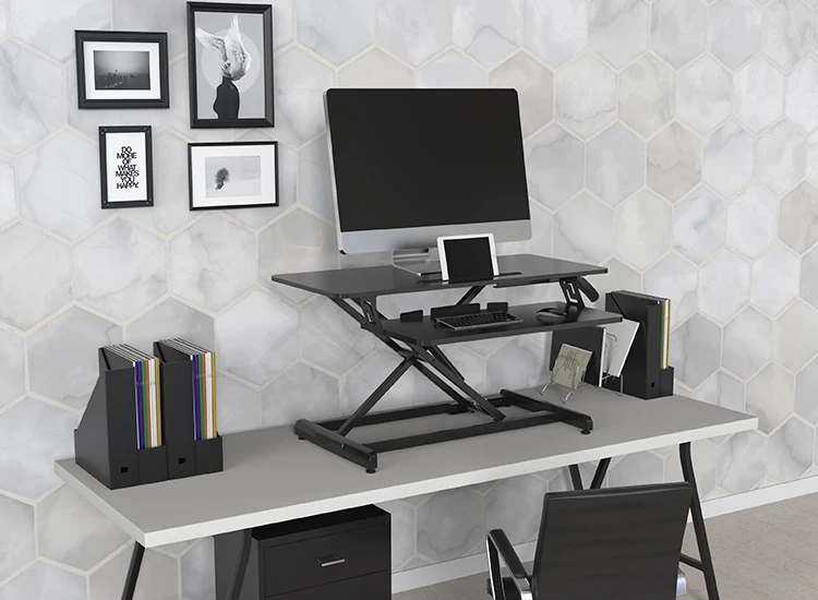 V-mount electric vertical desk converter, height-adjustable vertical desktop riser, electric desktop riser