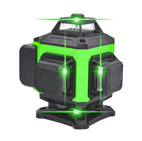 360 Laser Level with 2 Li-ion Batteries 4D Green Cross Line Self Leveling Rotary Laser Level Laser Measure Distance Meter