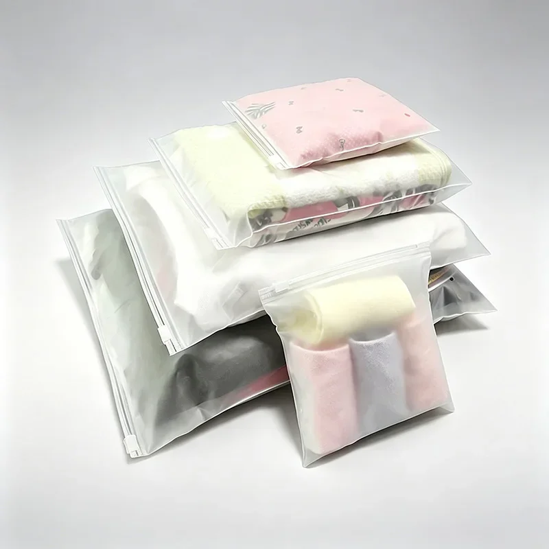 20pcs Frosted Transparent Zipper Storage Bag CPE Material Reusable Organizer Pouch Dustproof Moistureproof Packaging Bag Home