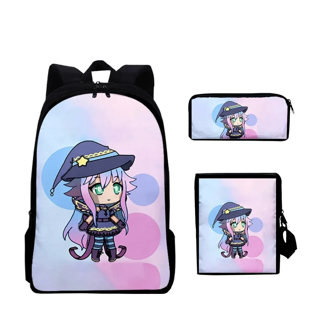 

Harajuku Popular Gacha Life 3D Print School Bags, mochila para laptop, mochila, Inclinado Bolsa de Ombro, Lápis Case, 3pcs por