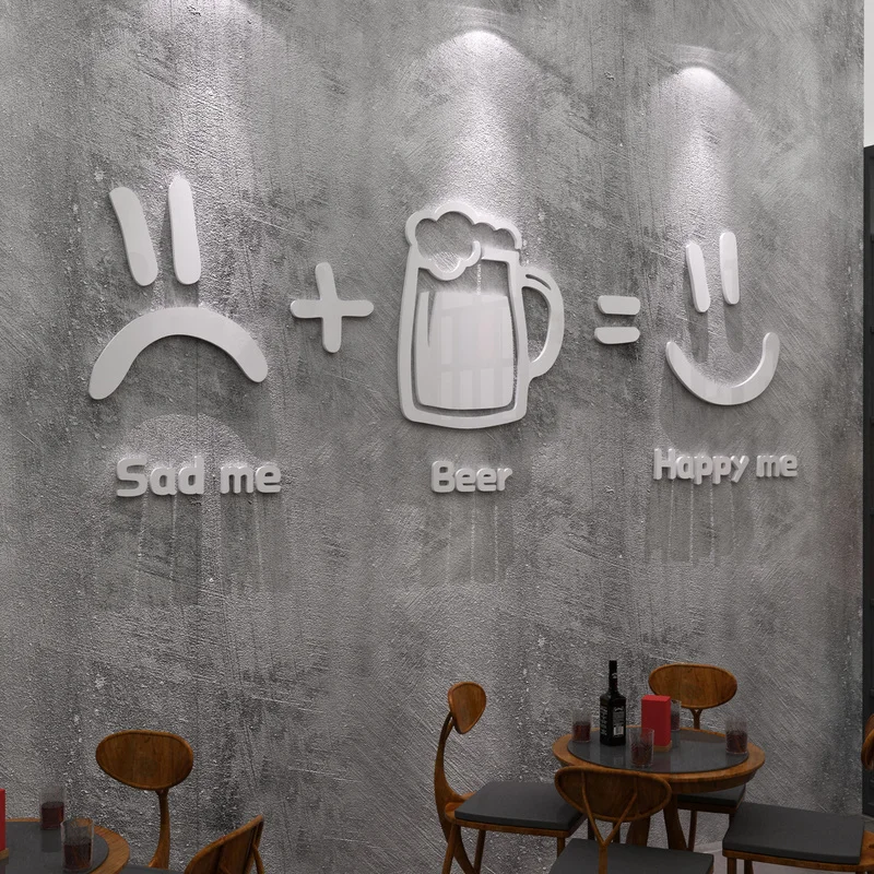 WS208 Beer decoration scene layout back 3D wall stockers braised barbecue creative stickers hot pot restaurant wall