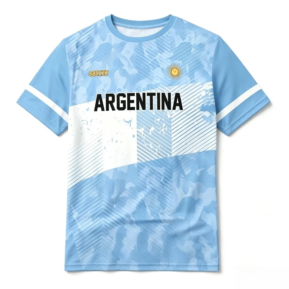 Argentina Short Sleeve Casual Jersey TeePolyester Short Sleeve Football Fan T-Shirt Multiple Styles Available