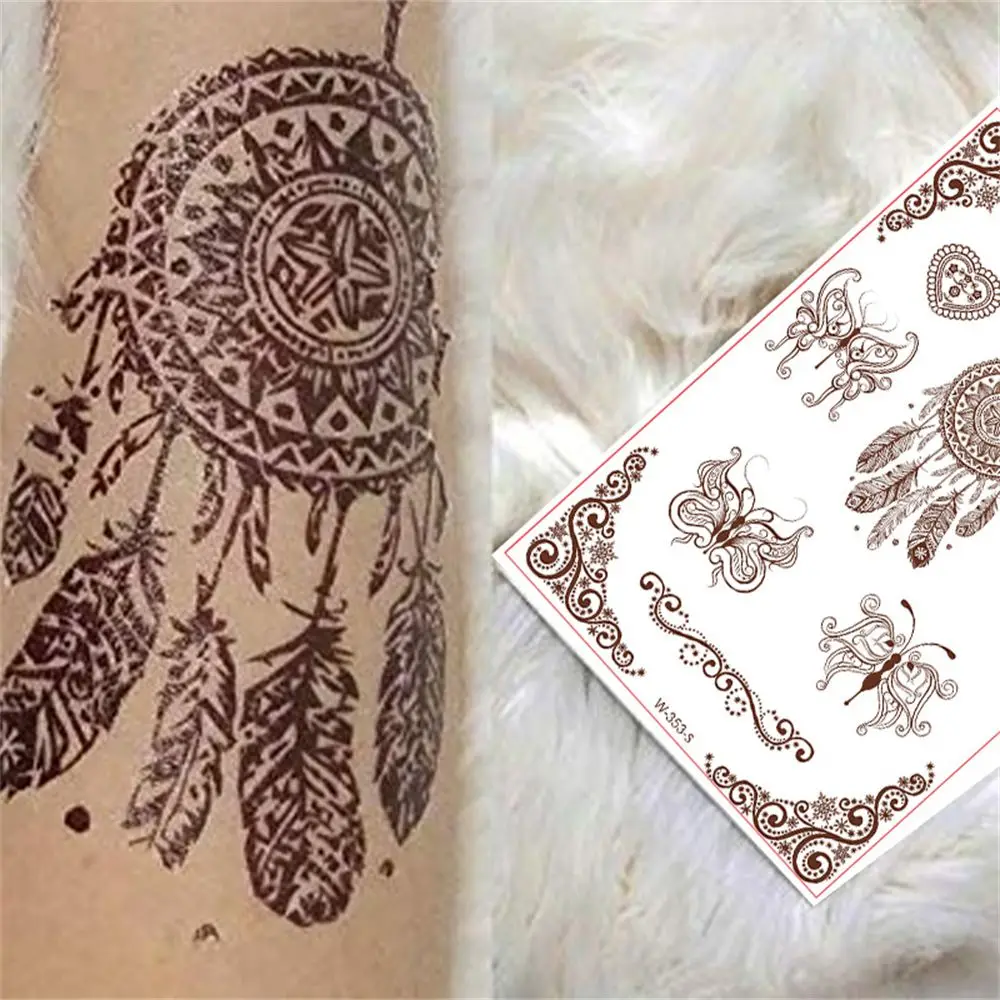 Lasting Art Finger Red Brown Herb Fake Tatto Body Stickers Temporary Tattoos Tattoos Stickers