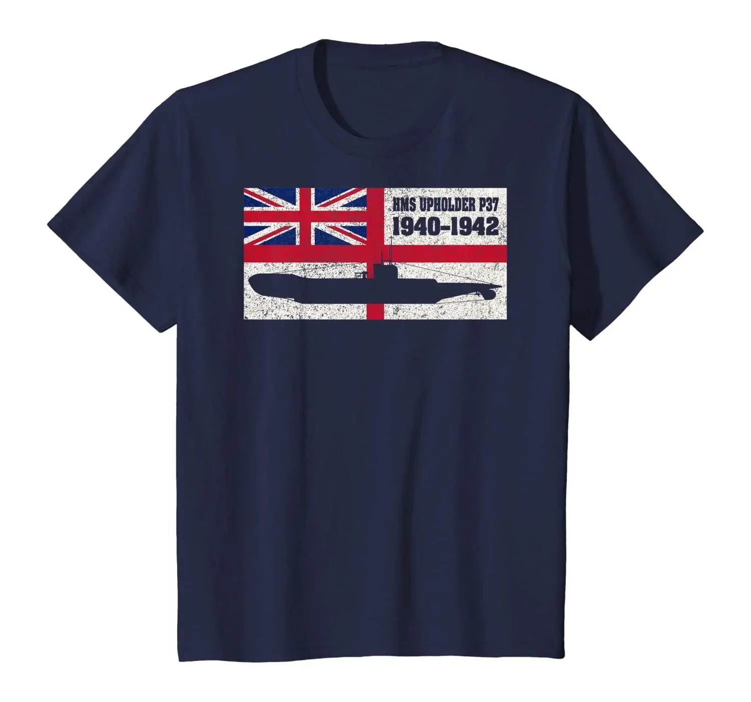 WWII P37 Submarine British Naval Flag Gift T-Shirt 100% Cotton O-Neck Summer Short Sleeve Casual Mens T-shirt Size S-3XL