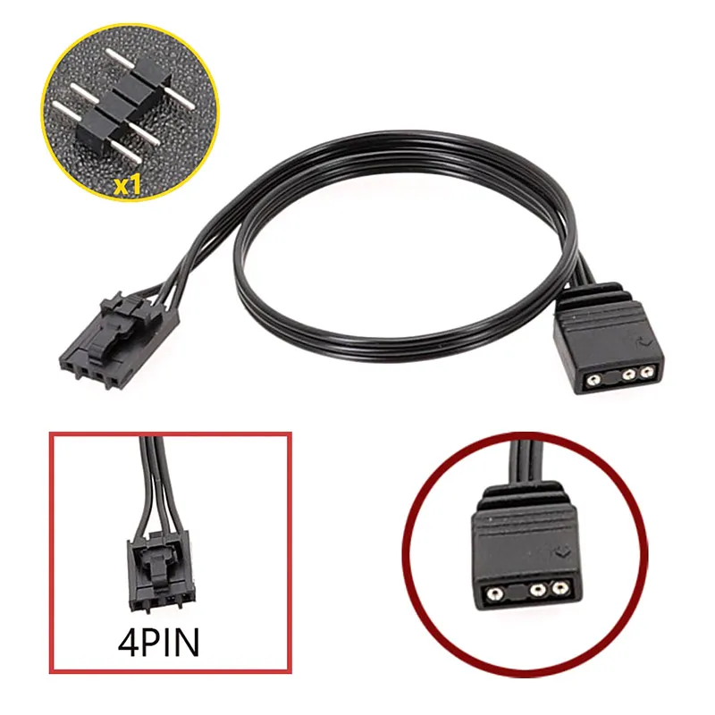 3Pin 4Pin QL LL120 ICUE Adapter Cable HD ML Argb Corsair 4pin To 5V 3pin Controller 25cm SQC128 Synchronous Light Connector