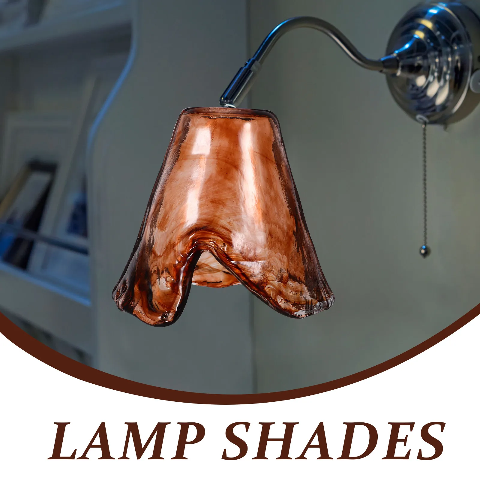 Amber Vintage Glass Pendant Lampshade 3.5 Diameter Hole Retro Small Hanging Lamp Cover for Bedside Table Bar Counter Entryway