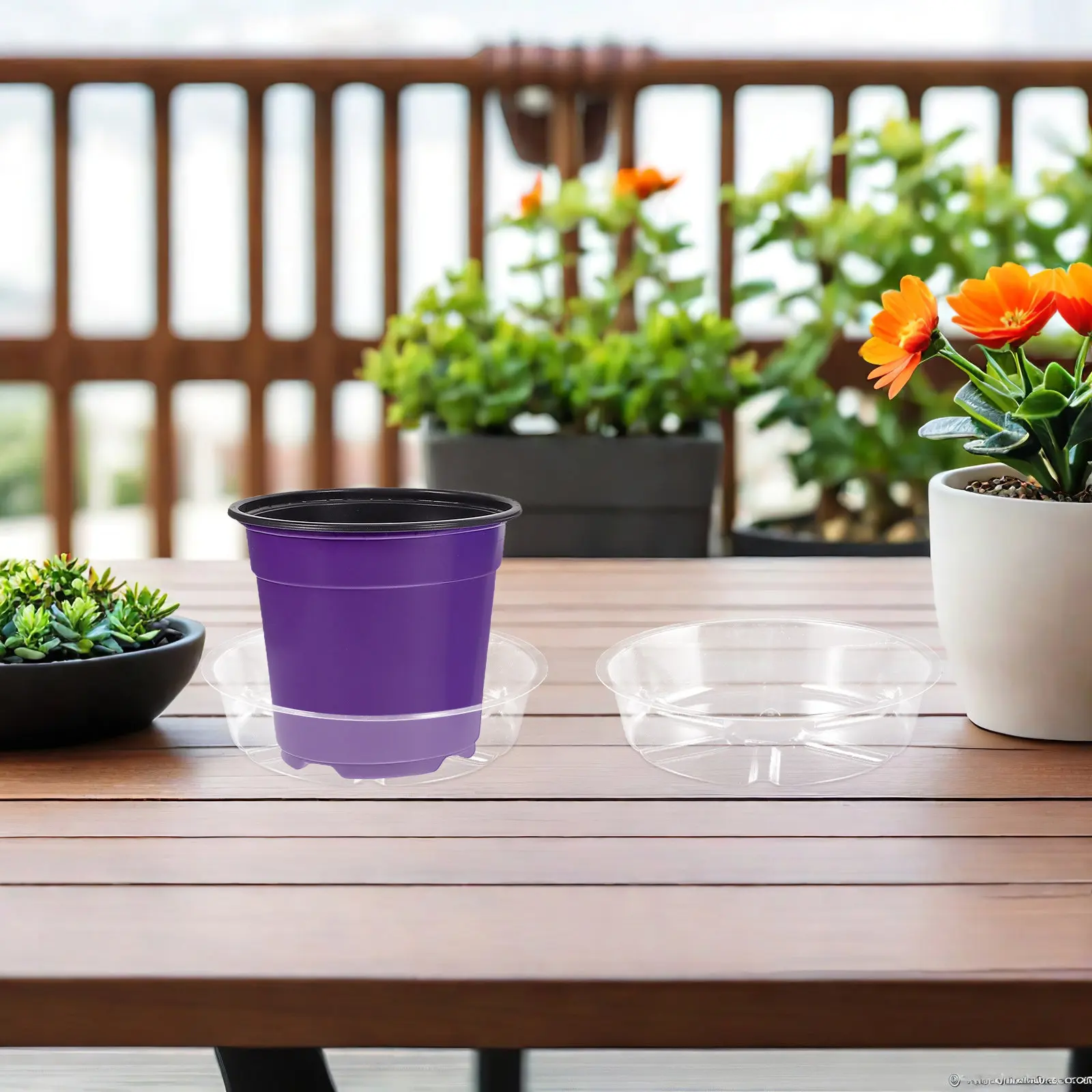 12Pcs Plastic Flower Pot Drip Tray Clear Round Planter Saucers Stable Indoor Plant Water Catcher Nursery Pots Base Tray