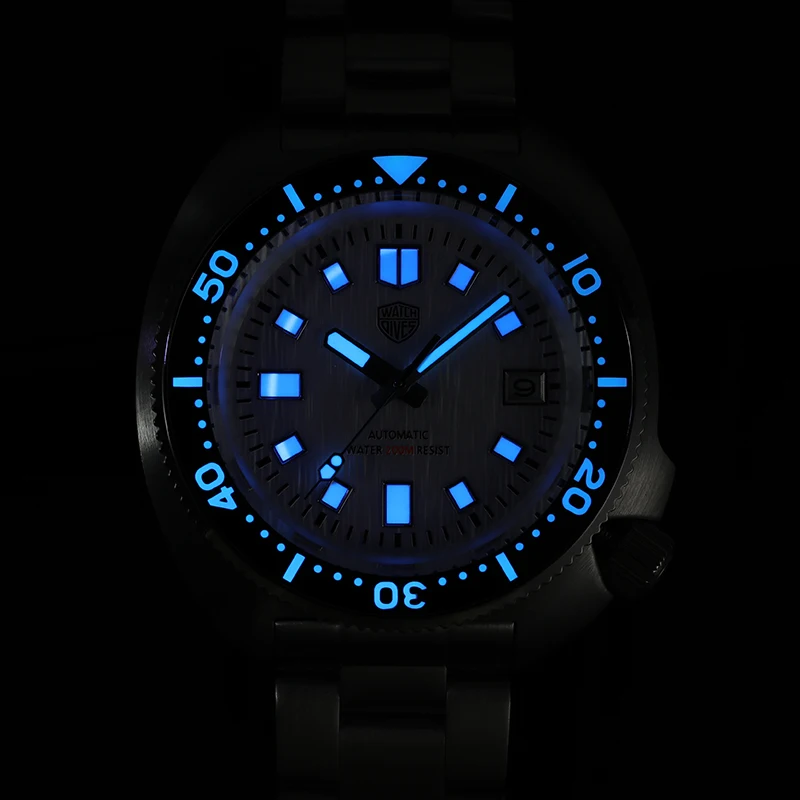 Watchdives wd6105 nh35 movimento relógio de mergulho 300m à prova dwaterproof água relógio de pulso cristal safira bgw9 azul luminoso relógio de aço