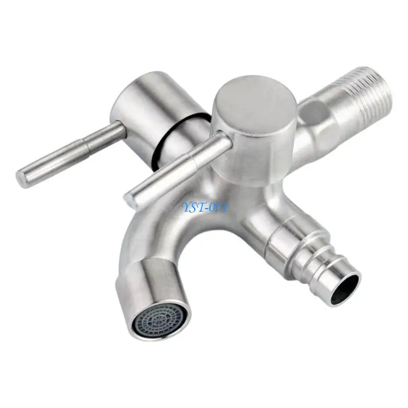 

E15A 1 In 2 Out Water Tap Heavy Type Stainless Steel Faucet For Kitchen And Bathroom Easy To Install Corrosion Resistant