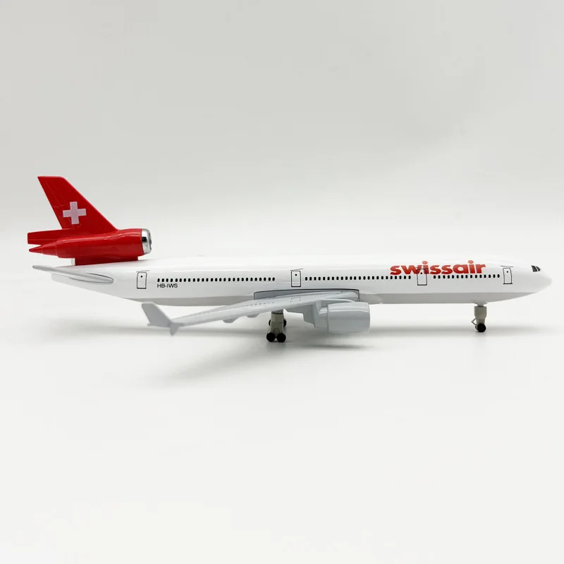 20CM Schaal Vliegtuig Legering Swiss Airlines MD-11 Vliegtuig Model Klassiek Afgewerkt Statisch Collectible Vliegtuigen Ornament Gift Display