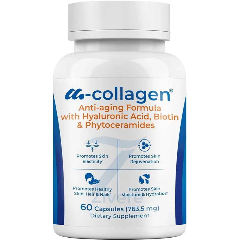 

Collagen anti-aging, hydrolyzed marine collagen capsules containing plant ceramide, hyaluronic acid, and biotin