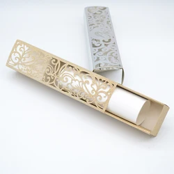 Luxury Glitter Rose Gold Lace Laser Cut Quinceanera Wedding Scroll Invitation Boxes