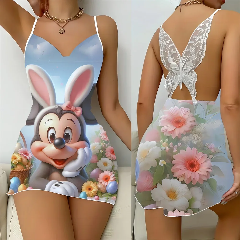 Sleeveless Pajamas Woman Free Shipping Cheap Lovely Women Sleepwear One Piece Dress Erotic Sexy Nightgown Sleeping Woman Disney