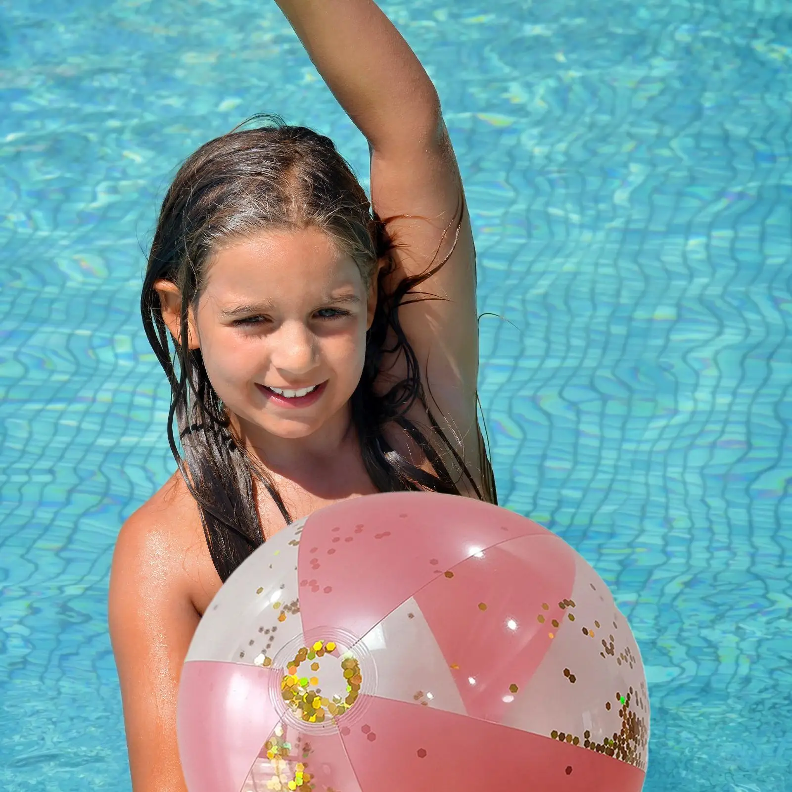 Aufblasbare Strandbälle, glitzernde Sommer-Schwimmbadbälle, PVC, wiederverwendbares Spielzeug, lustige Spiele, Sportaktivitäten für Erwachsene, Kleinkinder, Jungen