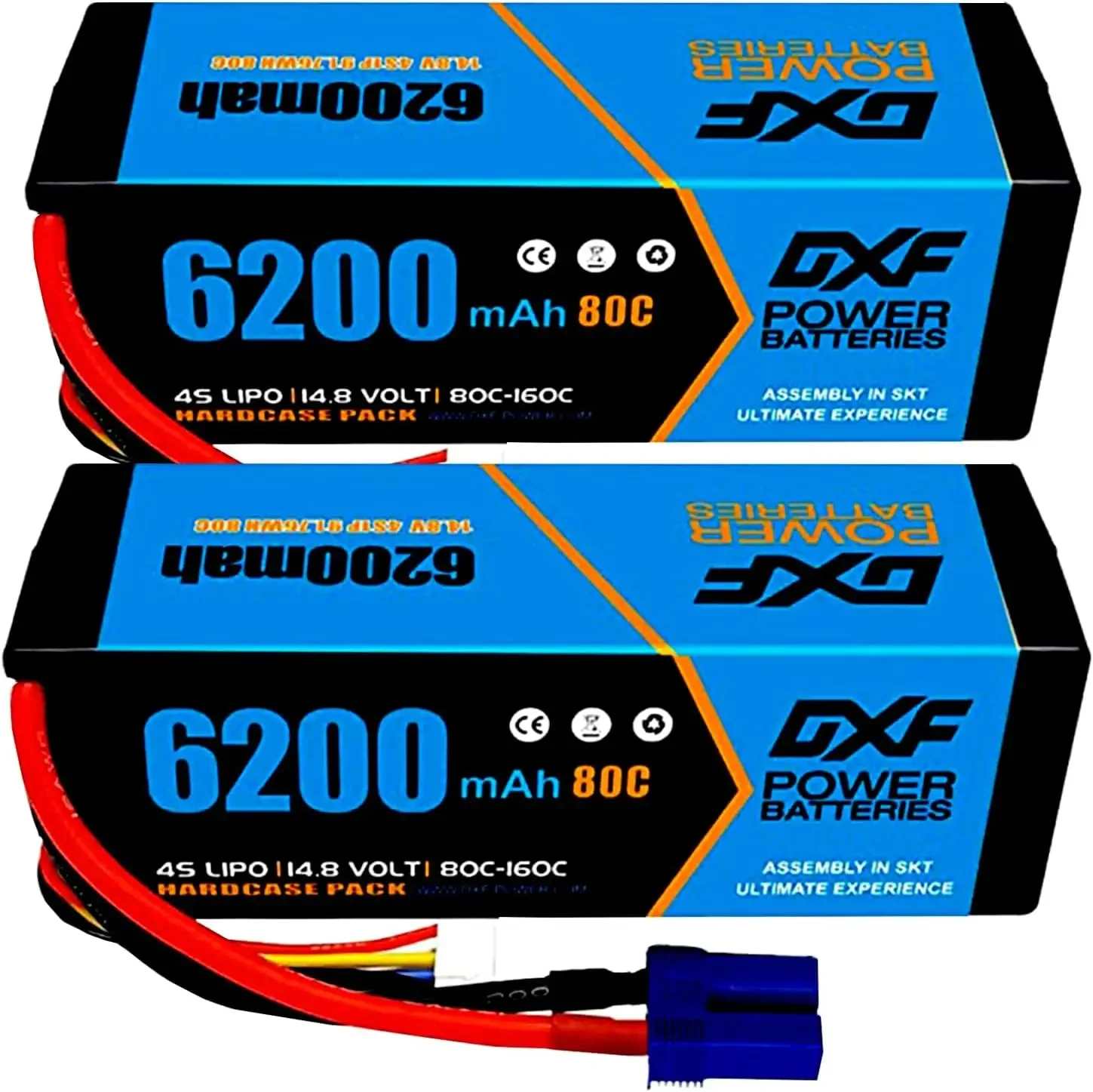 

DXF 4S Lipo Battery 14.8V 80C 6200mAh with EC5 Plug Hardcase For 1/8 Buggy Truggy Offroad Boat Car Boat Truck RACING Helicopter