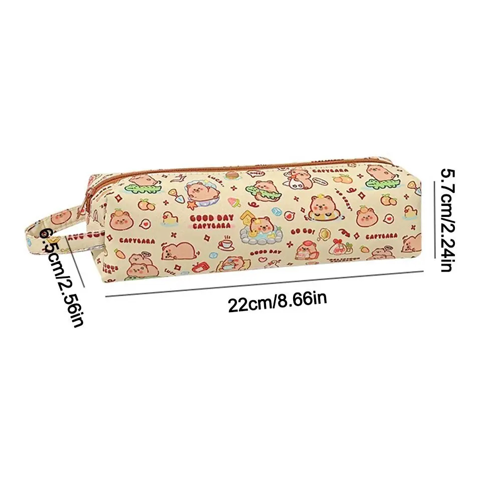 Large Capacity Capybara Pencil Bag New Cartoon Pattern Canvas Storage Bag with Handles Pen Box