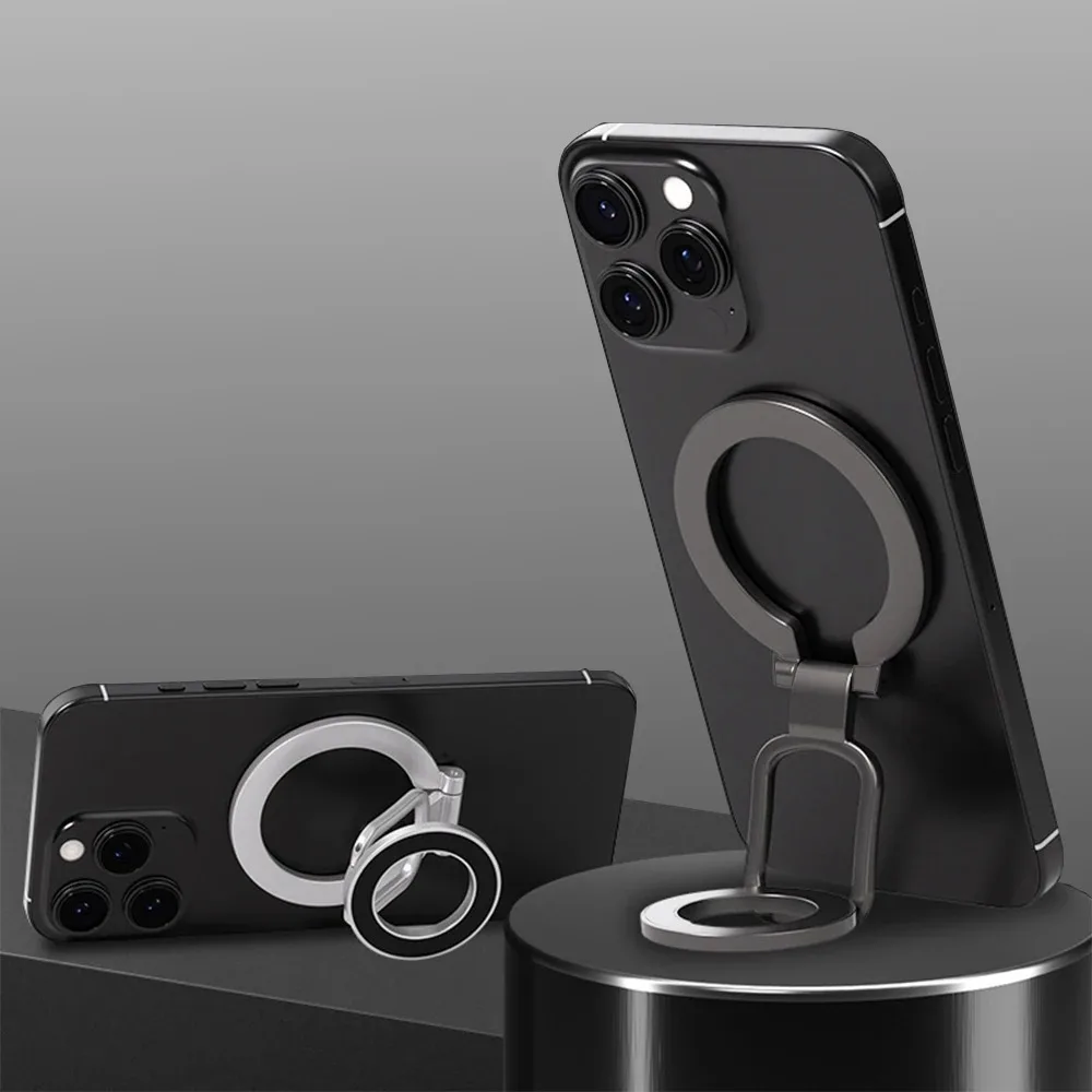 Magnetic Phone Holder Stand Adjustable Finger Ring Mount for Magsafe iPhone 17 Pro Max Kickstand Removable Hands-Free Bracket