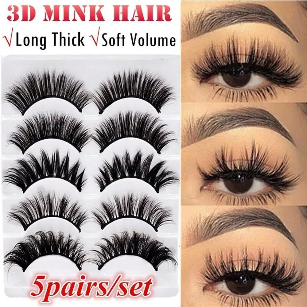 Cruelty-Free Professional Beauty Makeup Reusable Handmade Wispy Fluffy 3D Faux Mink Hair Natural Long False Eyelashes