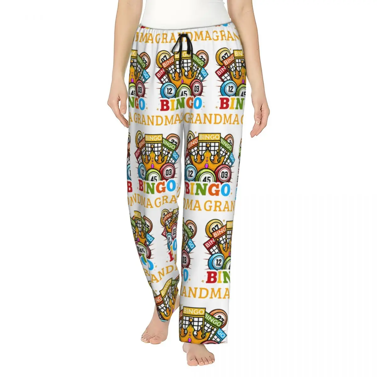 Custom Bingo Paper Game Pajama Pants Women Lounge Sleep Stretch Sleepwear Bottoms with Pockets