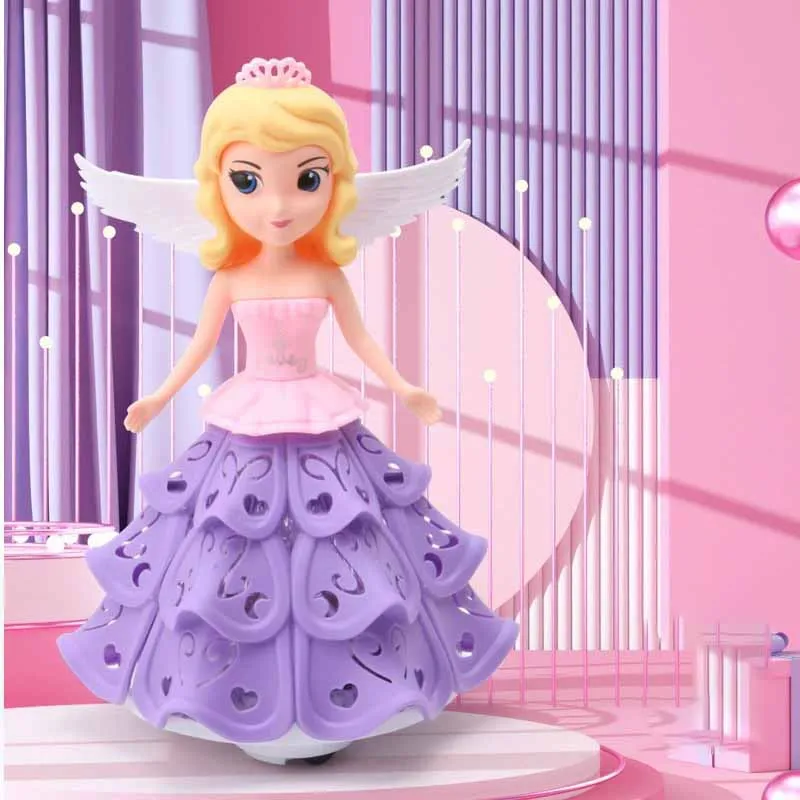 Kids Electric Toy Cartoon Pretty Angel Princess Toy With Light Music Gimbal Walking Toys Kids Light-emitting Toys Birthday Gifts