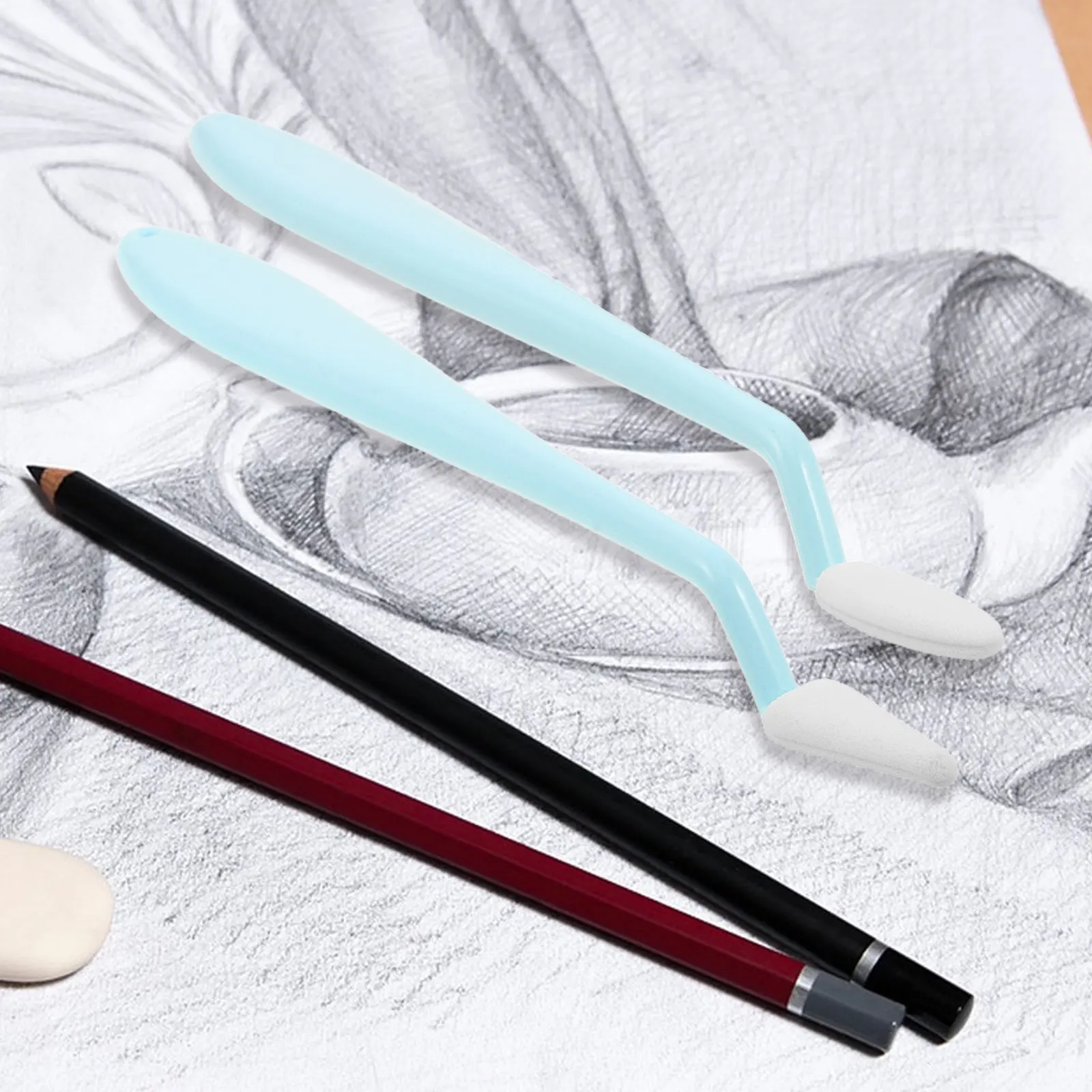 1Set Blending Stump Sponge Brush High Density Fiber Highlight Blending Pen for Charcoal Sketching Oil Pastel Drawing Art