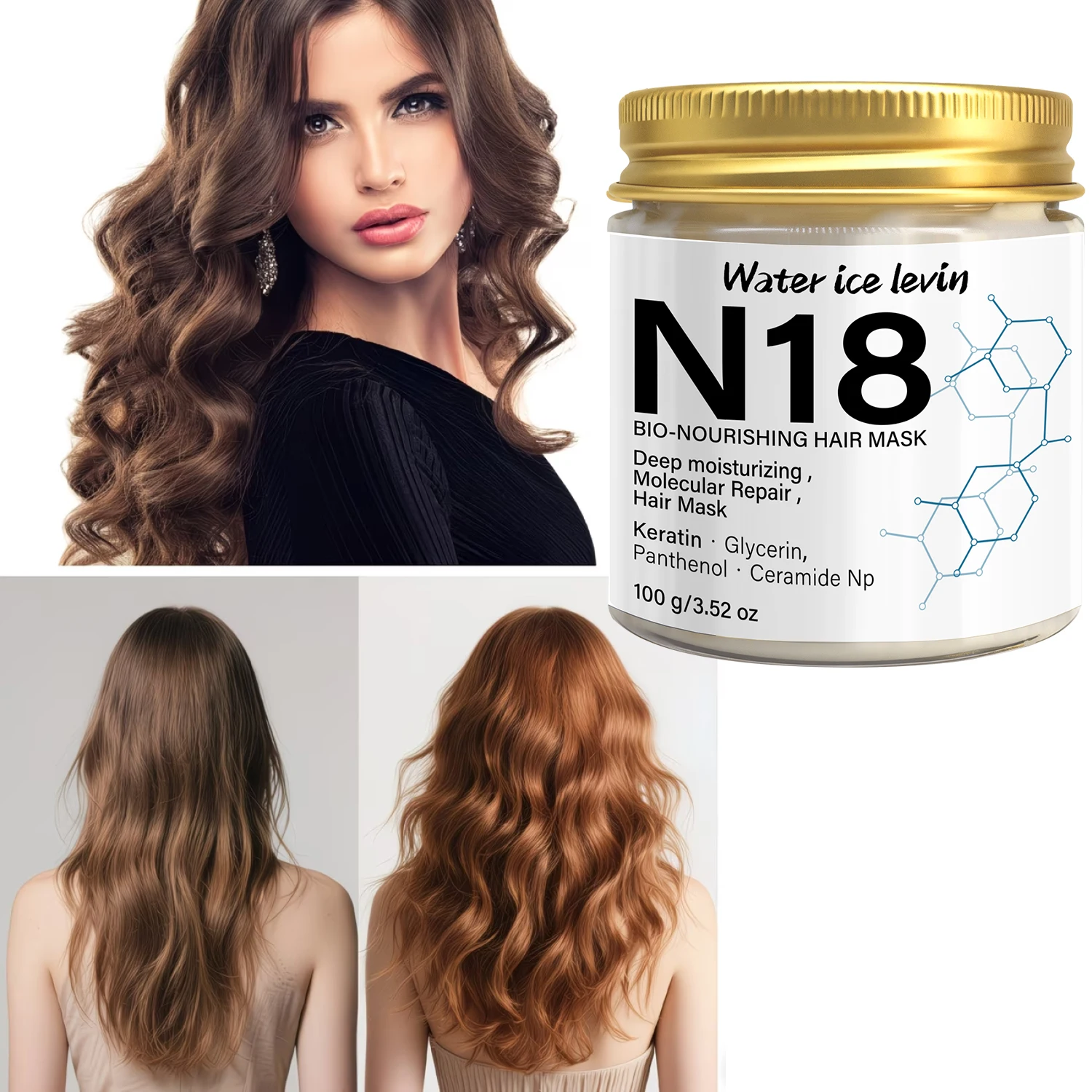 Keratin & Ceramide Hair Mask, Deep Moisturizing Repair Treatment with Panthenol for Dry Damaged Hair 100g