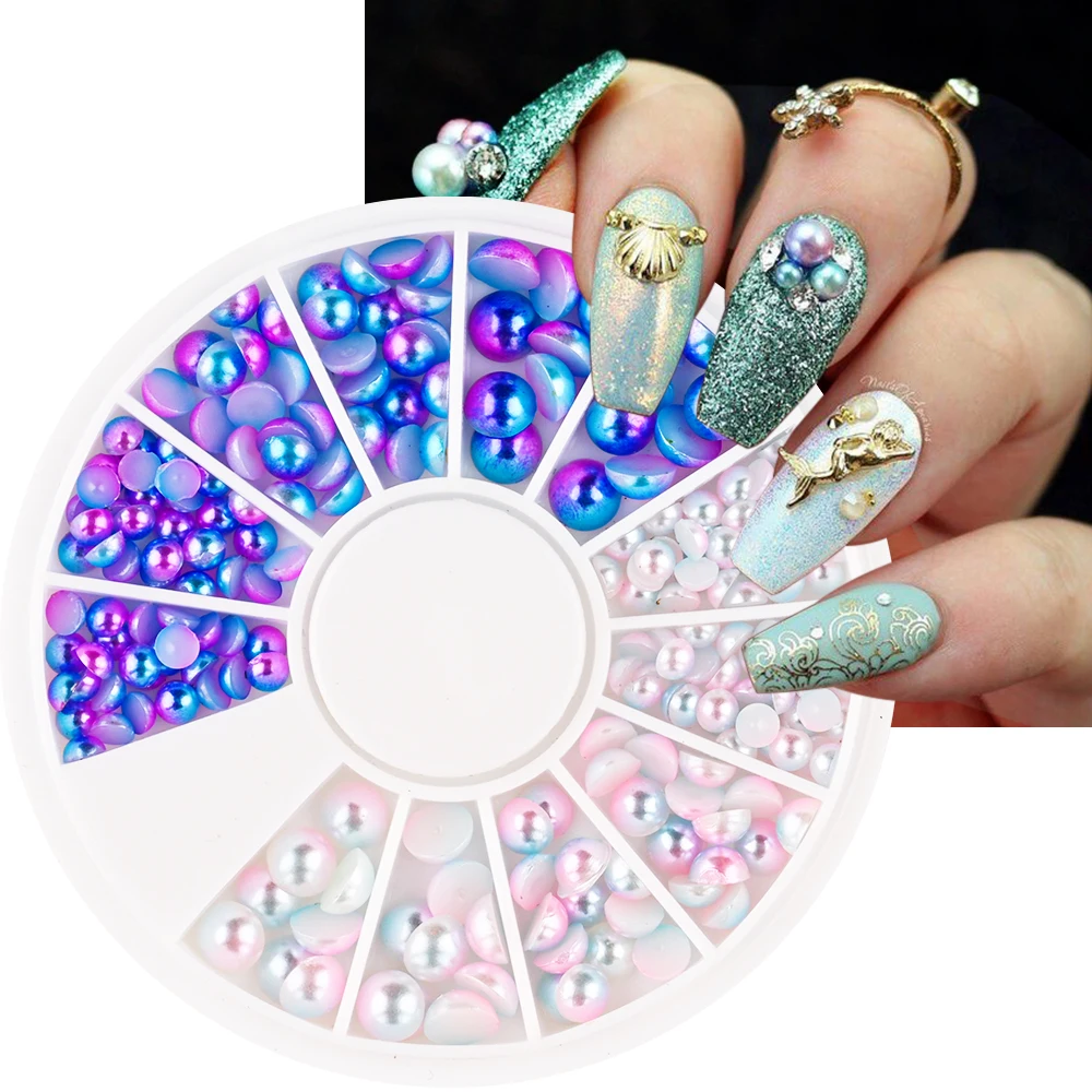 1 Wiel Gemengde Kleur Kameleon Nail Art Glitter Strass Voor 3d Kristal Edelstenen Sieraden Kraal Nail Art Decoratie Manicure Accessori