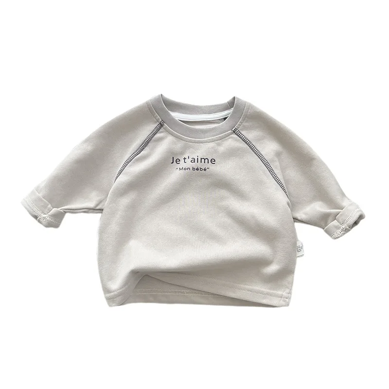 2024 Autumn New Baby Long Sleeve T Shirts Infant Boy Letter Print Pullover Cotton Tops Toddler Girl Casual Bottoming Shirt