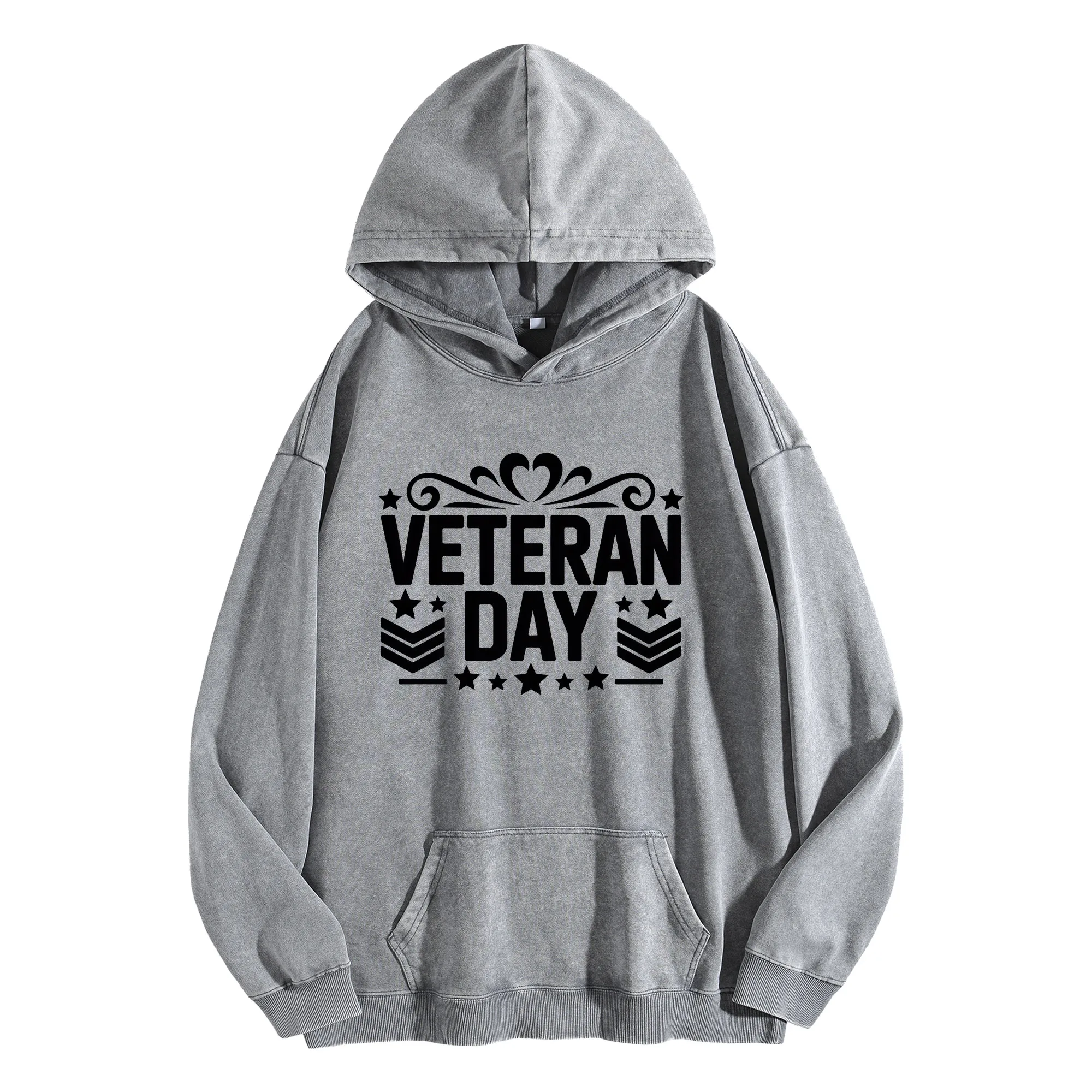 

Винтажная потертая толстовка с капюшоном с графическим принтом Veterans DAY 400G, уличная одежда большого размера, пуловер, осенне-зимняя коллекция