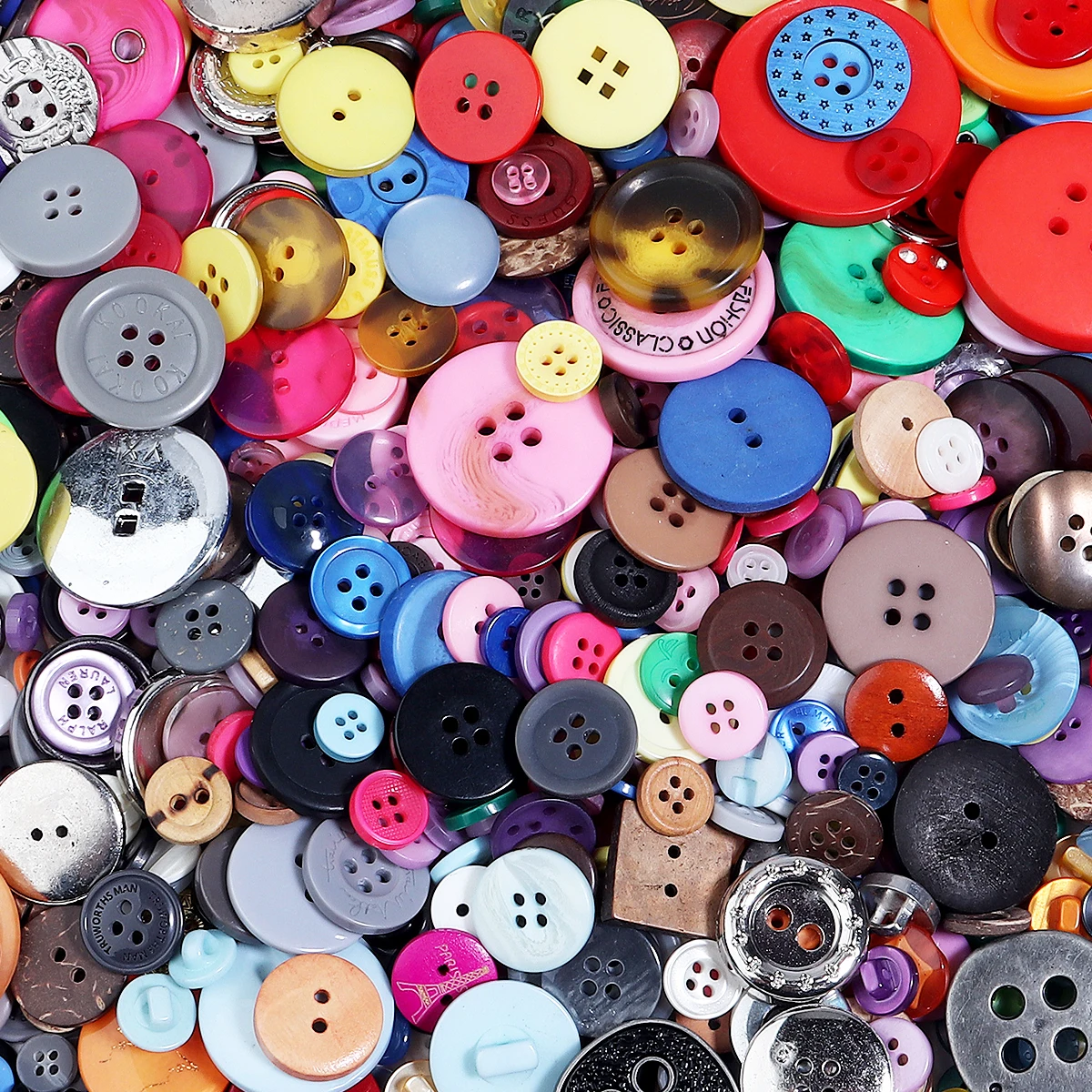 90Pcs/lot Round Resin Buttons Mixed Color Button Kids Manual Button Painting 2/4Holes Button for DIY Craft Sewing Accessories