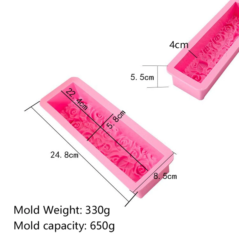 Formy silikonowe do mydła DIY prostokątne wytłaczane mydło kwiatowe różane do wyrobu czekoladowych prezentów foremki do pieczenia zapasy