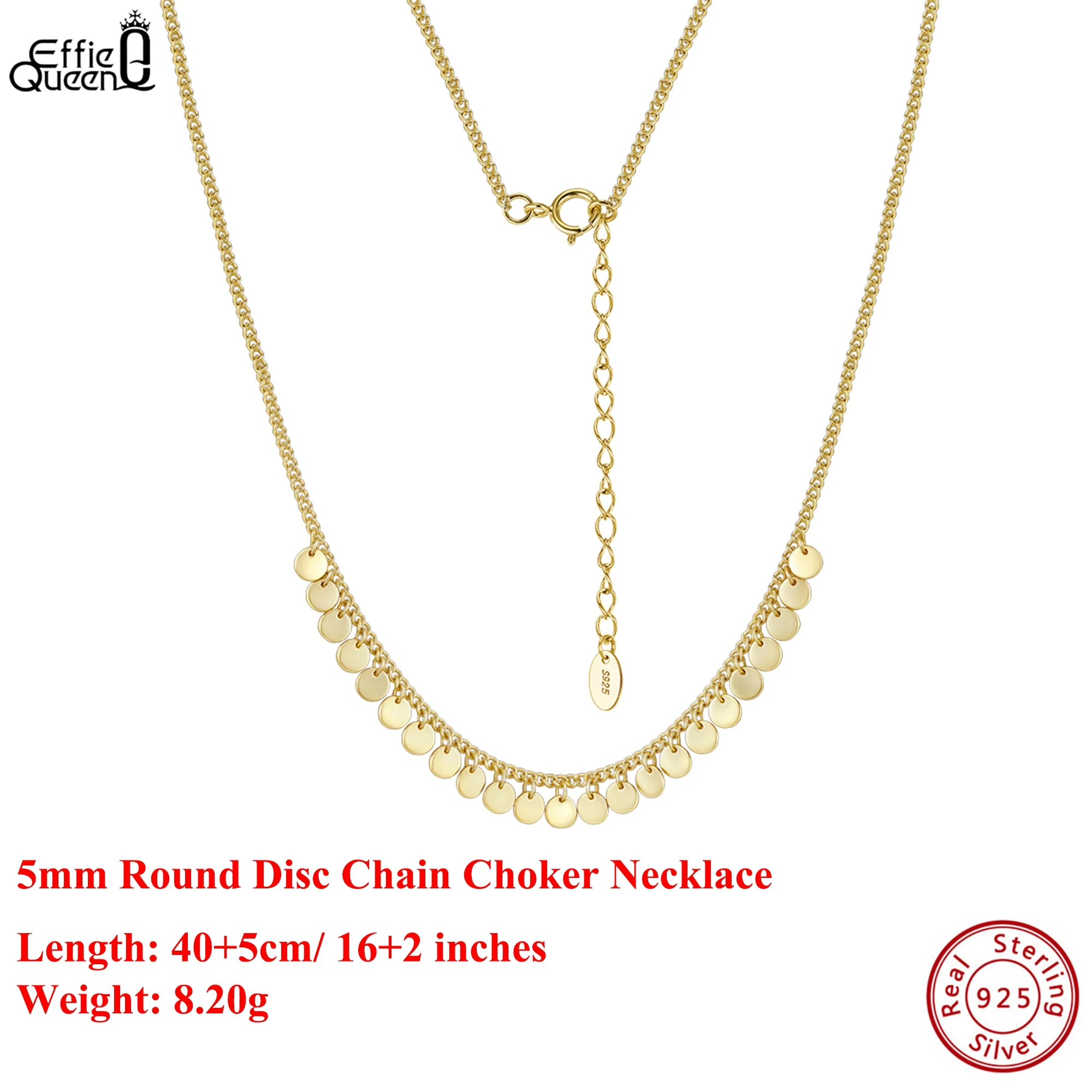 

Effie Queen, 100% стерлинговое серебро 925 пробы, 14-каратное золото, колье-цепочка, идеальные украшения для женщин, мужчин, трендовое ожерелье 2025 GAN13