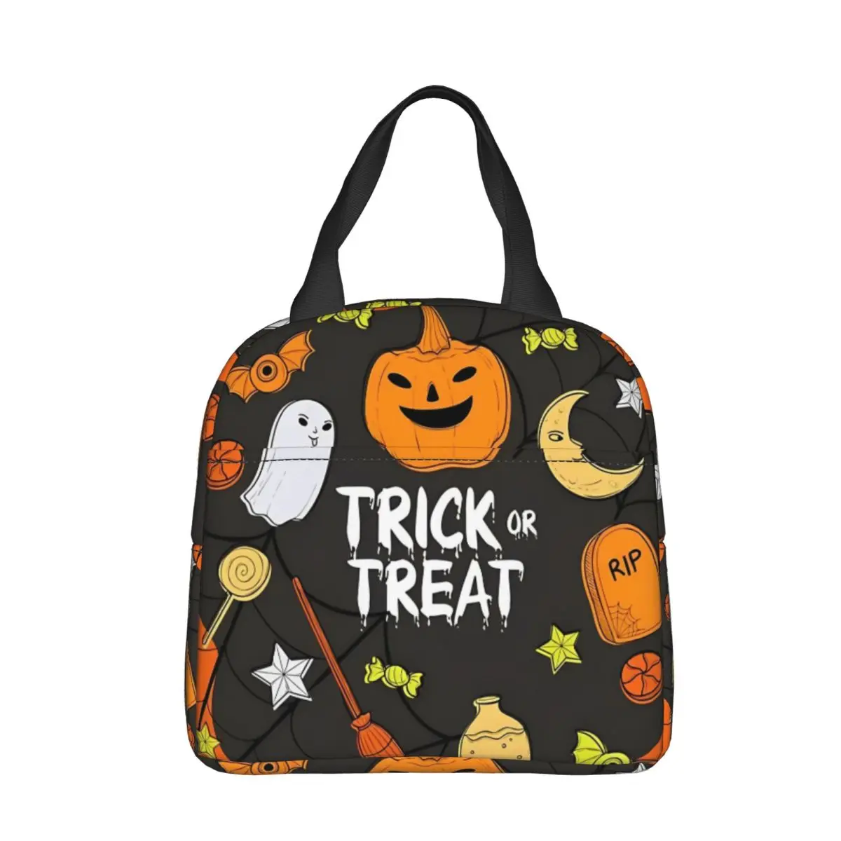 Trick Or Treat Cute Halloween Pumpkims Insulated Lunch Bags Cooler Bag Meal Container Large Tote Lunch Box Men Women Office