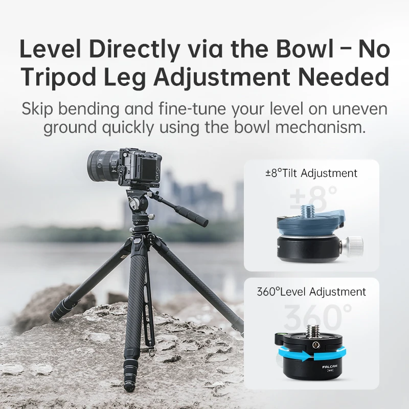 FALCAM W40 Ballhead وعاء صغير من سبائك الألومنيوم 360 درجة ° تعديل المستوى لكاميرا Treeroot الاحترافية حامل ثلاثي القوائم برأس كروي
