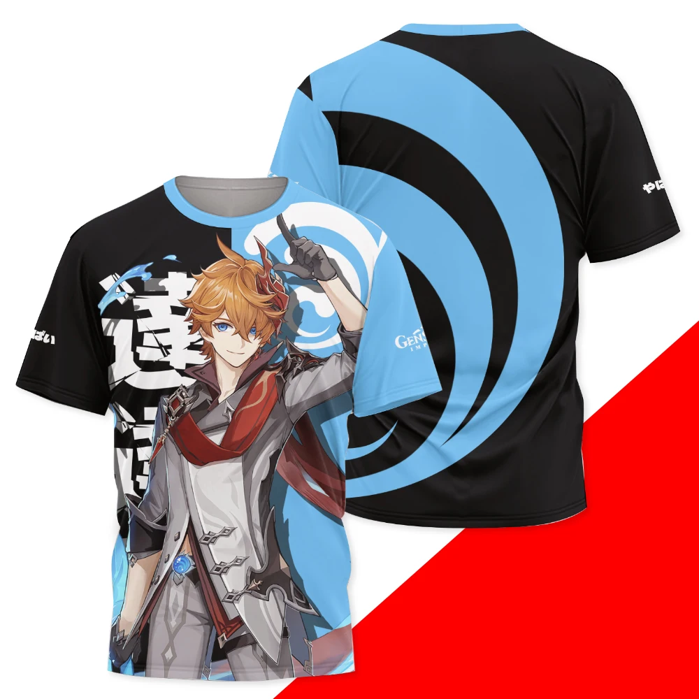 Game Genshin Impact All Roles Cosplay T-shirt 3D Raiden Shogun Print Anime Tees Summer Men Women Harajuku Casual Street Y2k Tops