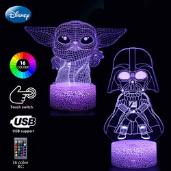 Kawaii Anime Baby Yoda 3D Night Light Toys Mandalorian 16 Colors LED Figures Touch Night Bedroom Table Lamp Decor Kids Xmas Gift