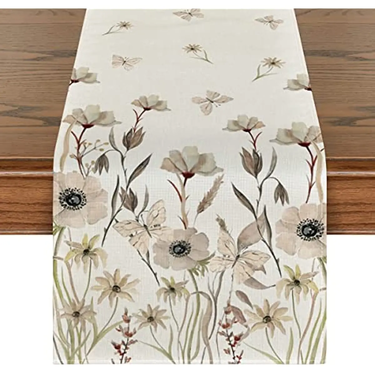 Floral Linen Table Runners Thanksgiving Wedding Table Decoration for Kitchen Decor Home Party Table Runner Coffee Table Decor